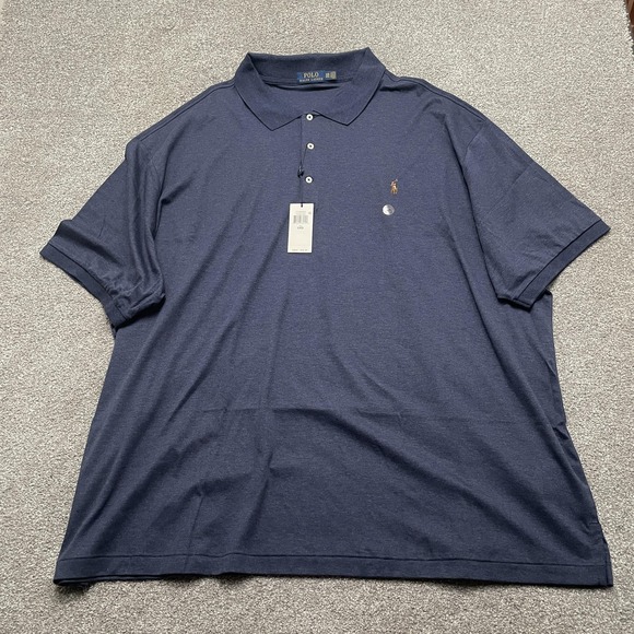 Polo Ralph Lauren Polo Shirt Mens 5XB Navy Heather Embroidered Pony Big & Tall - Picture 1 of 10